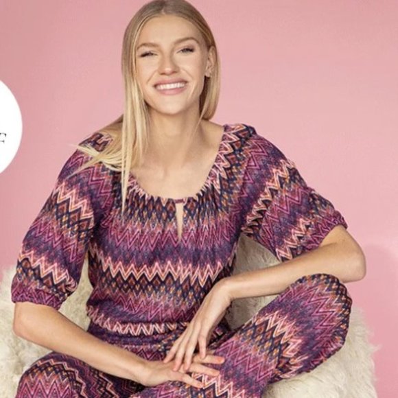 Trina Turk Exploration Jumpsuit  Zig Zag Purple Fuchsia - Picture 1 of 5
